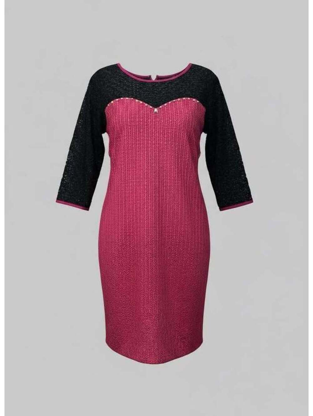 Pink and Black Lace Rhinestone Cocktail Dress